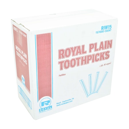 Amercareroyal Royal Plain Individual Cello Wrapped Toothpick, PK15000 RIW15